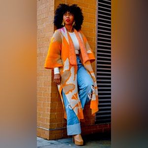 Orange Cardi w/Colors NWOT